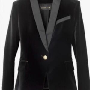 Balmain H&M Black Velvet Blazer with Gold Button size 12 but fits size 8